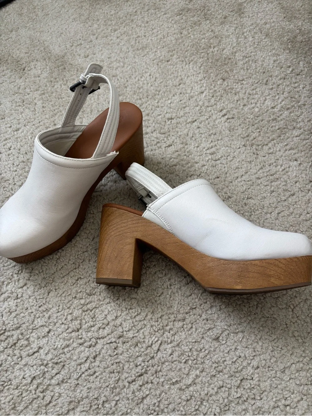 White Leather Slingback Platform Heels - Stylish Womens Footwear